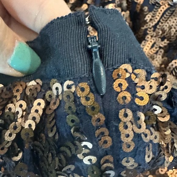 J CREW WOMENS NAVY BLUE WITH COPPER SEQUINS SKIRT - Picture 4 of 7